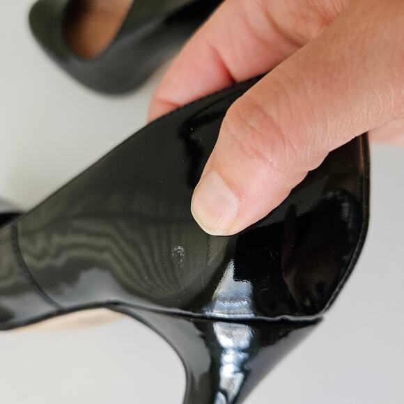 Corso Como Patent Leather Pumps, Size 7.5M Black Almond Toe - Picture 8 of 10